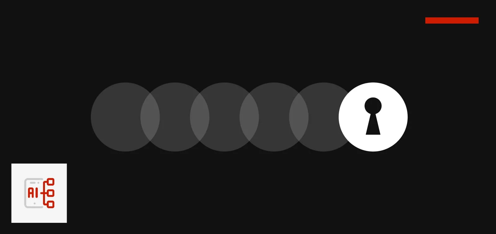 Graphic representing six steps as overlapping circles, with the final circle containing a keyhole, representing the unlocking of value. There's also an icon for AI indicating the topic of the blog post.
